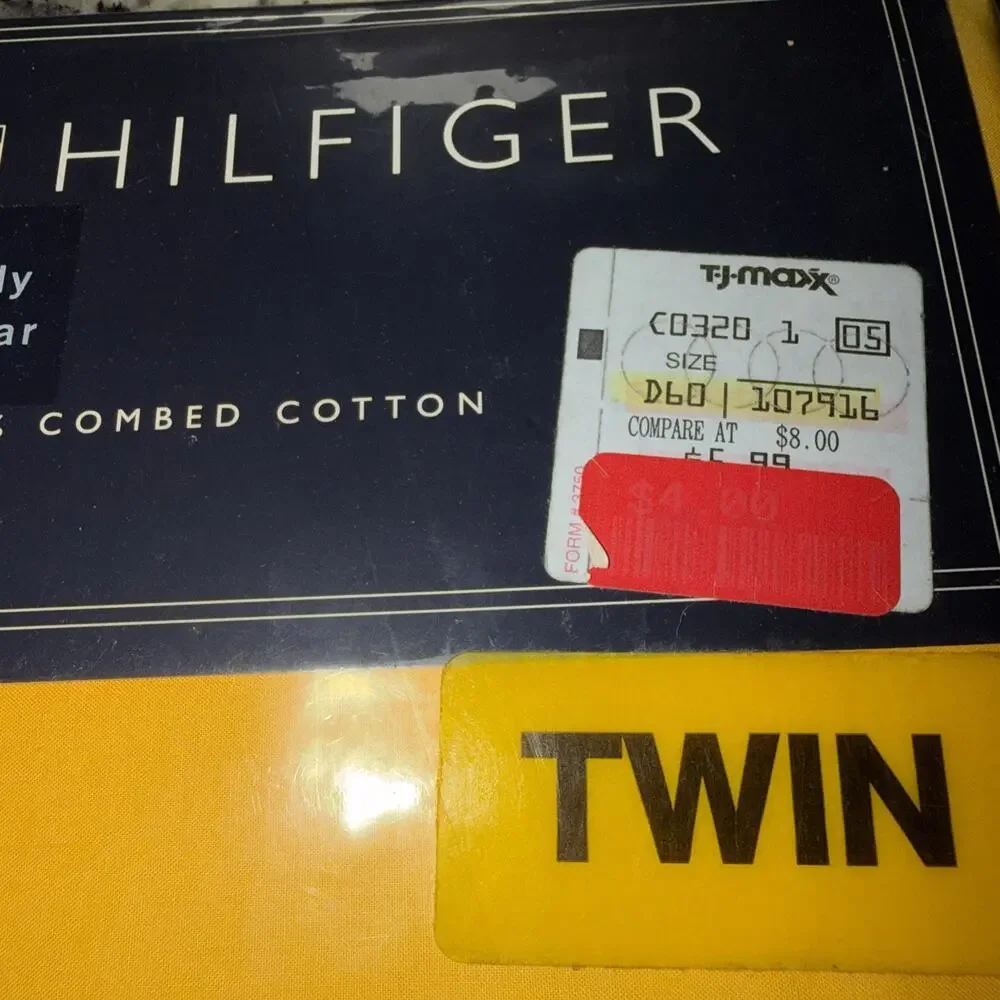 Tommy Hilfiger 200 Twin Flat Yellow Sheet 100% Combed Cotton New Slightly Irreg